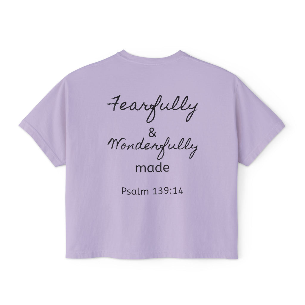 Fearfully & Wonderfully Made Boxy Tee — Psalm 139:14 Christian Women’s Shirt
