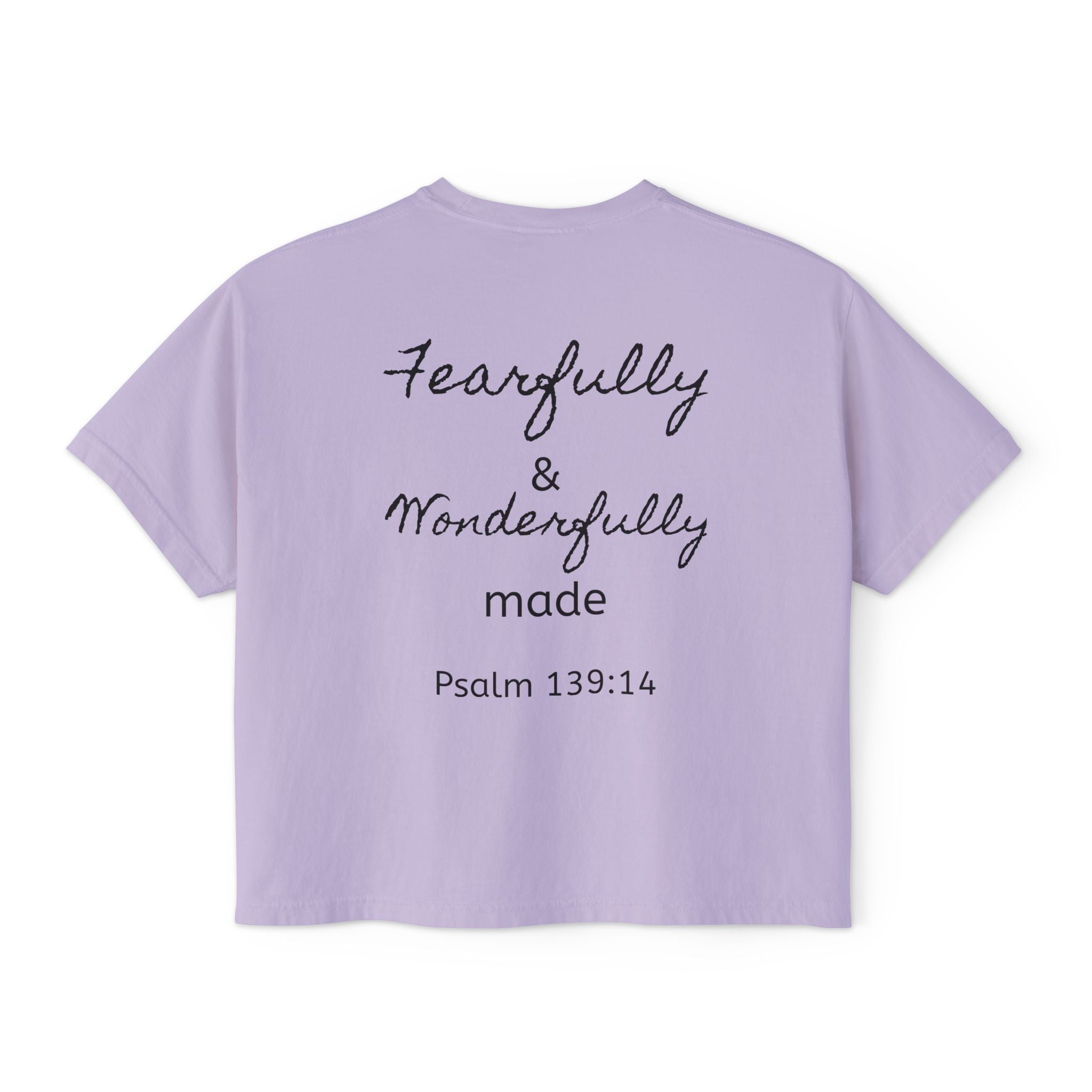 Fearfully & Wonderfully Made Boxy Tee — Psalm 139:14 Christian Women’s Shirt