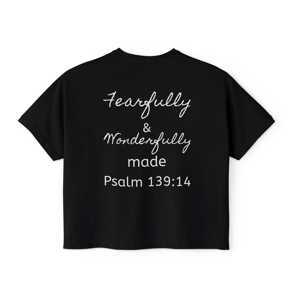 Fearfully & Wonderfully Made Boxy Tee — Psalm 139:14 Christian Women’s Shirt