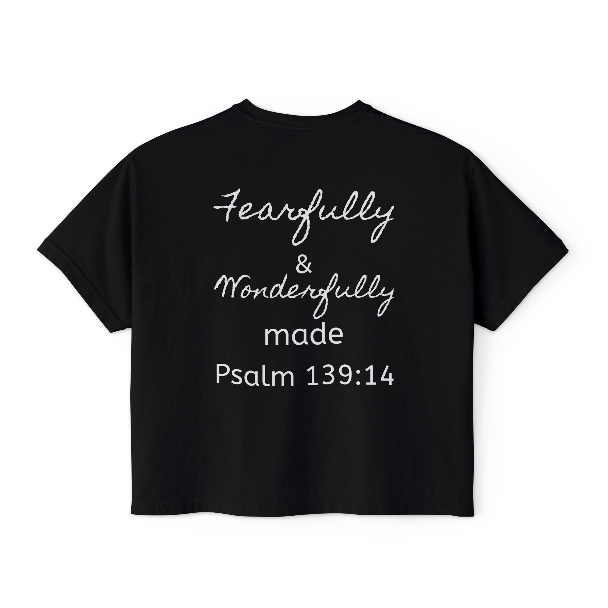 Fearfully & Wonderfully Made Boxy Tee — Psalm 139:14 Christian Women’s Shirt