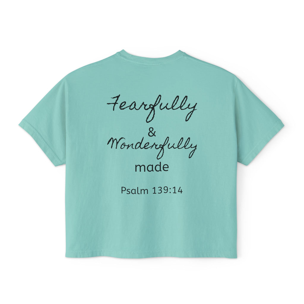 Fearfully & Wonderfully Made Boxy Tee — Psalm 139:14 Christian Women’s Shirt