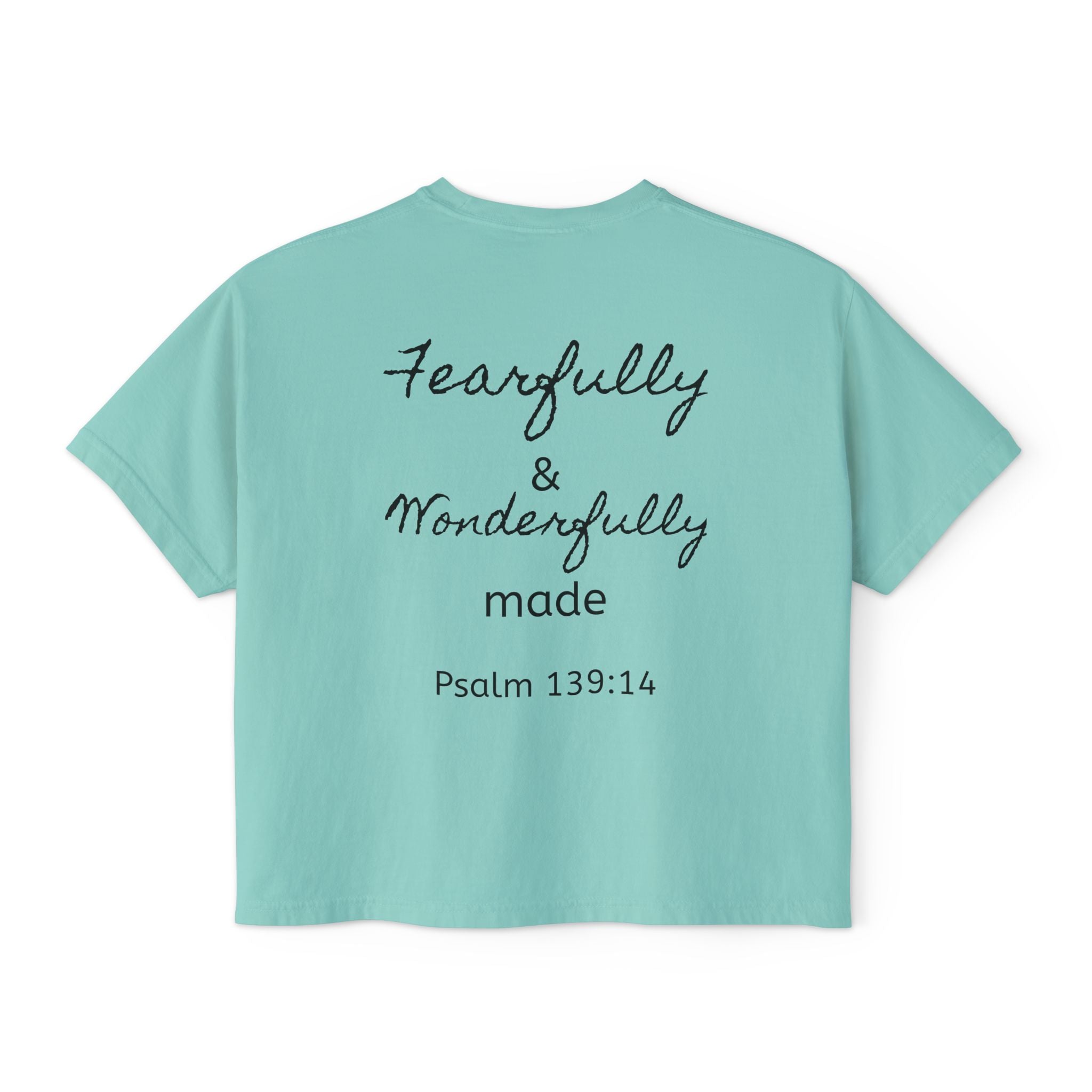 Fearfully & Wonderfully Made Boxy Tee — Psalm 139:14 Christian Women’s Shirt
