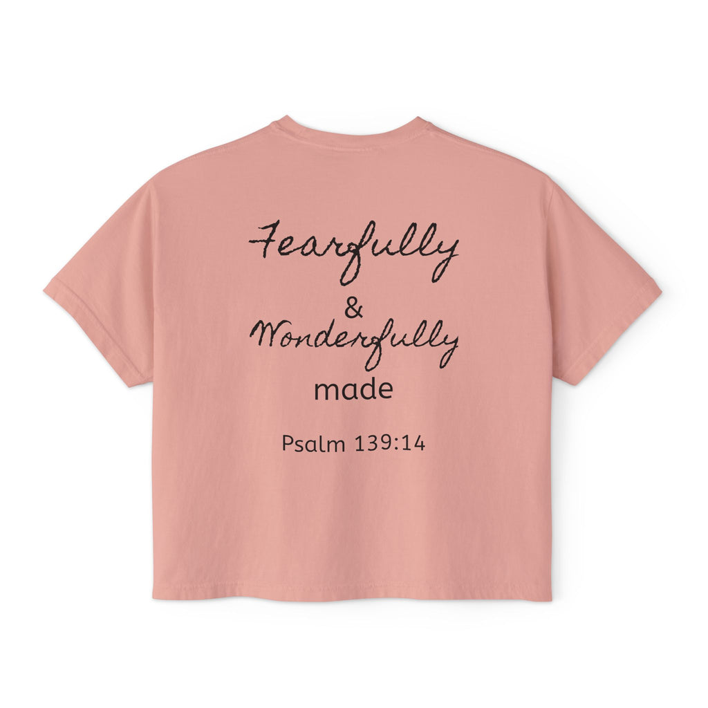 Fearfully & Wonderfully Made Boxy Tee — Psalm 139:14 Christian Women’s Shirt