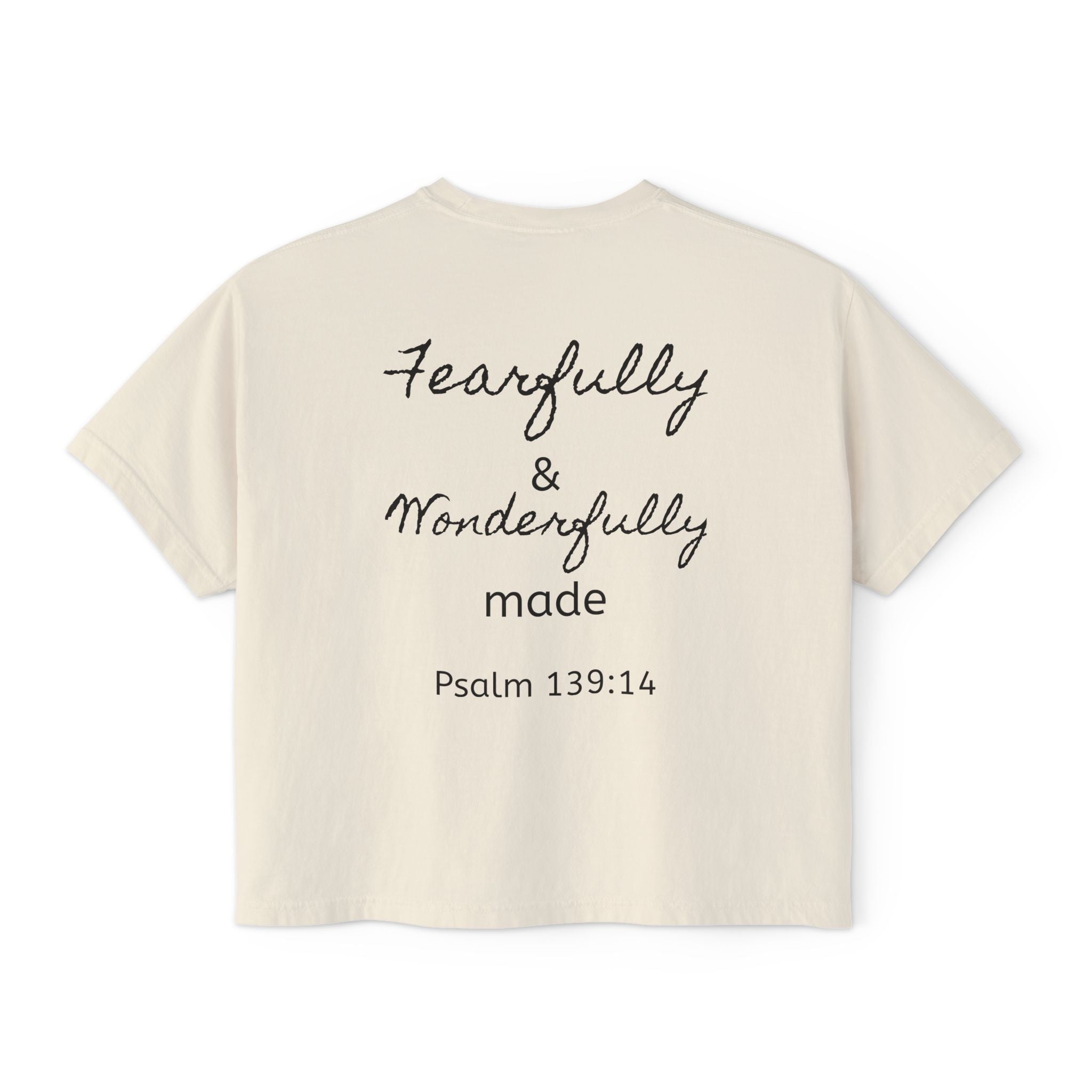Fearfully & Wonderfully Made Boxy Tee — Psalm 139:14 Christian Women’s Shirt