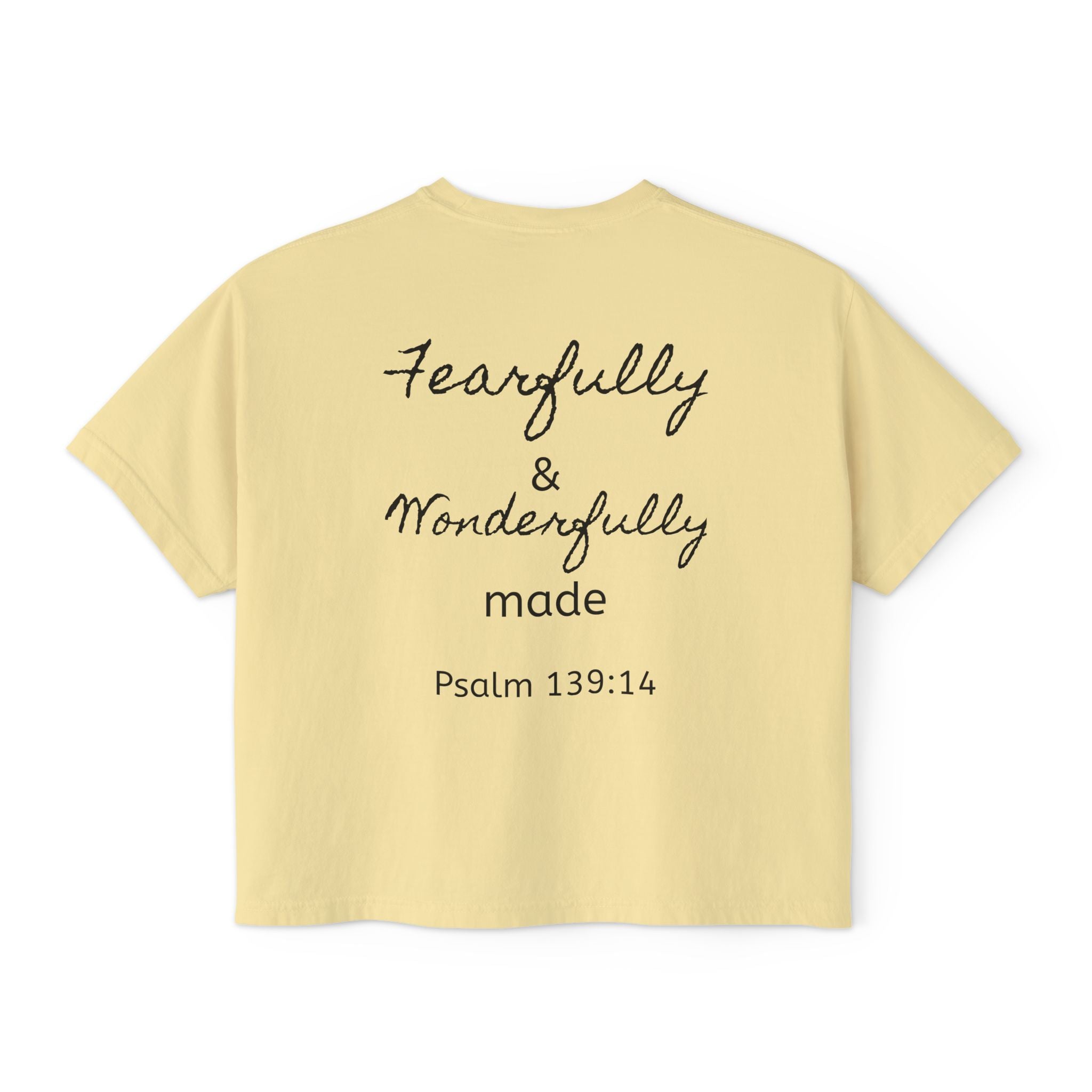 Fearfully & Wonderfully Made Boxy Tee — Psalm 139:14 Christian Women’s Shirt
