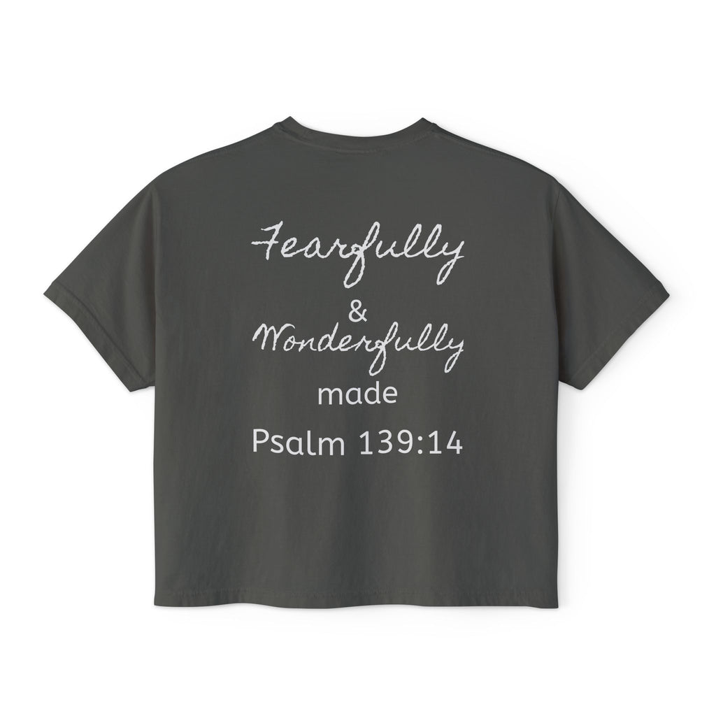 Fearfully & Wonderfully Made Boxy Tee — Psalm 139:14 Christian Women’s Shirt
