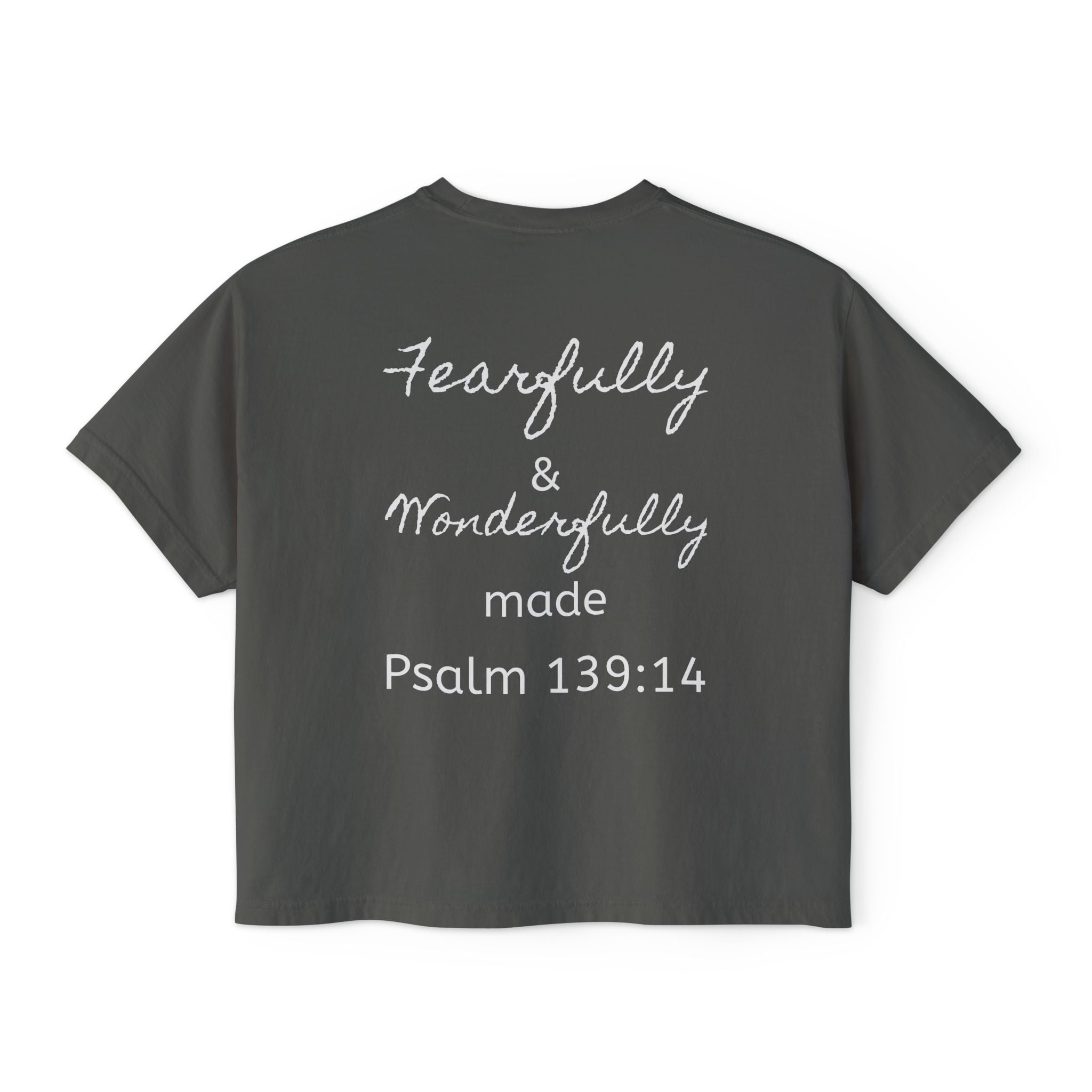 Fearfully & Wonderfully Made Boxy Tee — Psalm 139:14 Christian Women’s Shirt